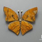 Брошь «Бабочка» с яшмой желтой, 3,8х3,3х0,3 см