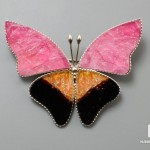 Брошь «Бабочка» с турмалином полихромным, 5х3,8х0,2 см